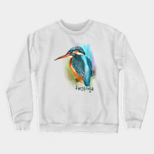 Water color paint Kingfisher bird with name. Crewneck Sweatshirt